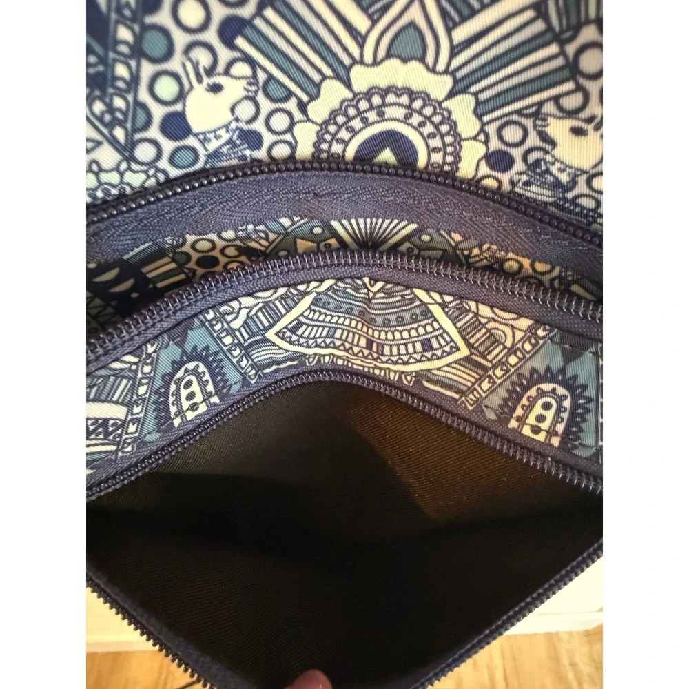Sakroots Navy White Loyola Blue Wonderlust Geometric Backpack Boho Travel School